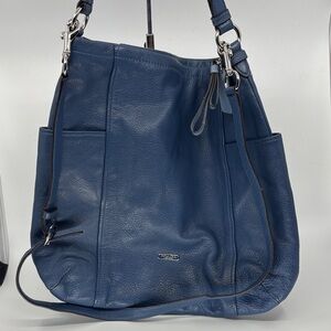 Blue Leather Shoulder Bag